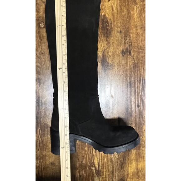 Steve Madden Black Suede Over The Knee Chunky Boots Sz 10-10.5 EU 41 Block Heel - Picture 12 of 12